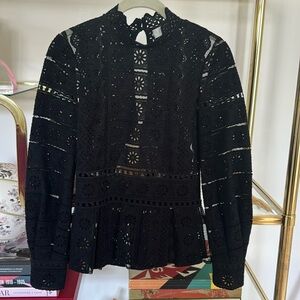 Sea New York Broderie Lace Black Blouse